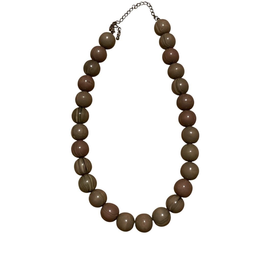 Brown Tape Round Large Bead Chunky Necklace‎ Glass?